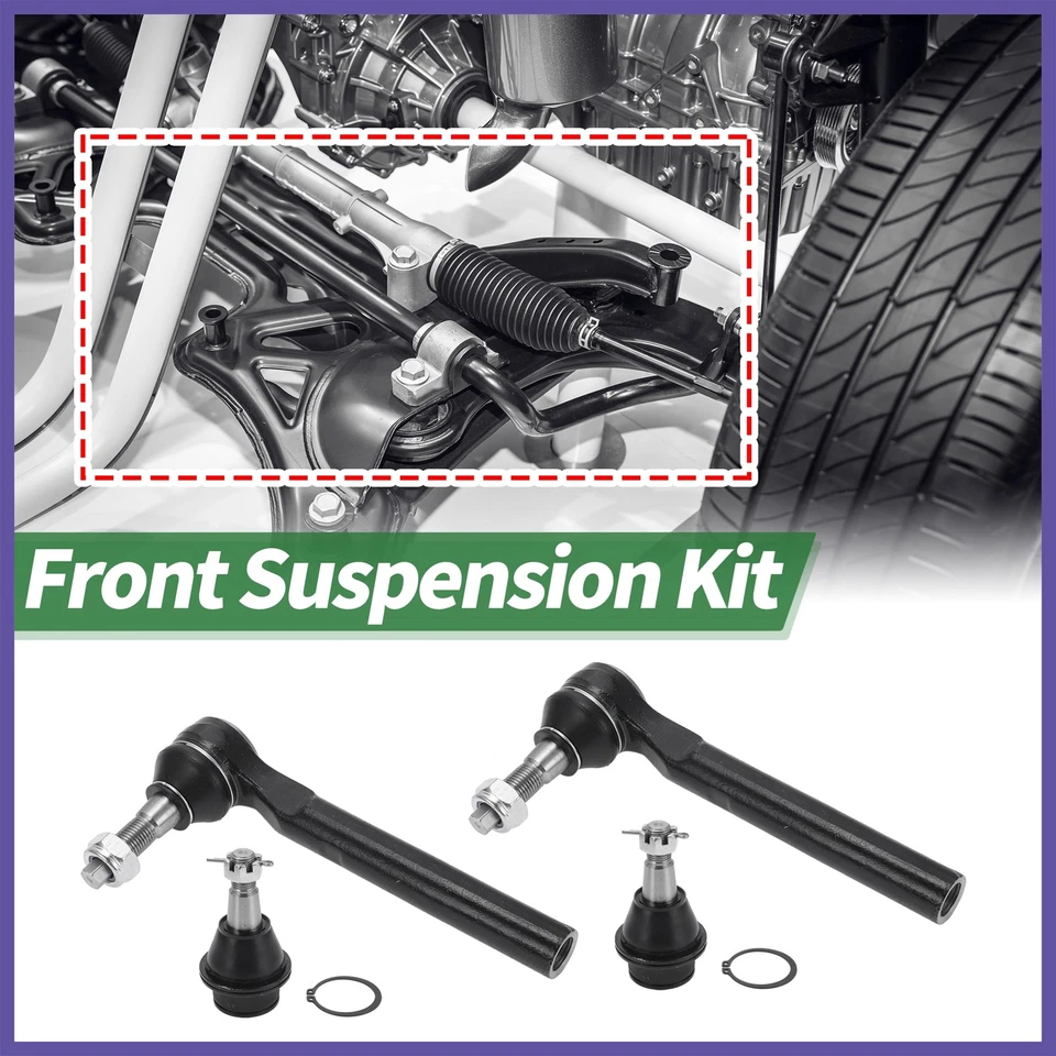 4Pcs Front Suspension Kit Outer Tie Rod Ends Lower Ball Joint for Hummer H3 - Image 3 of 4