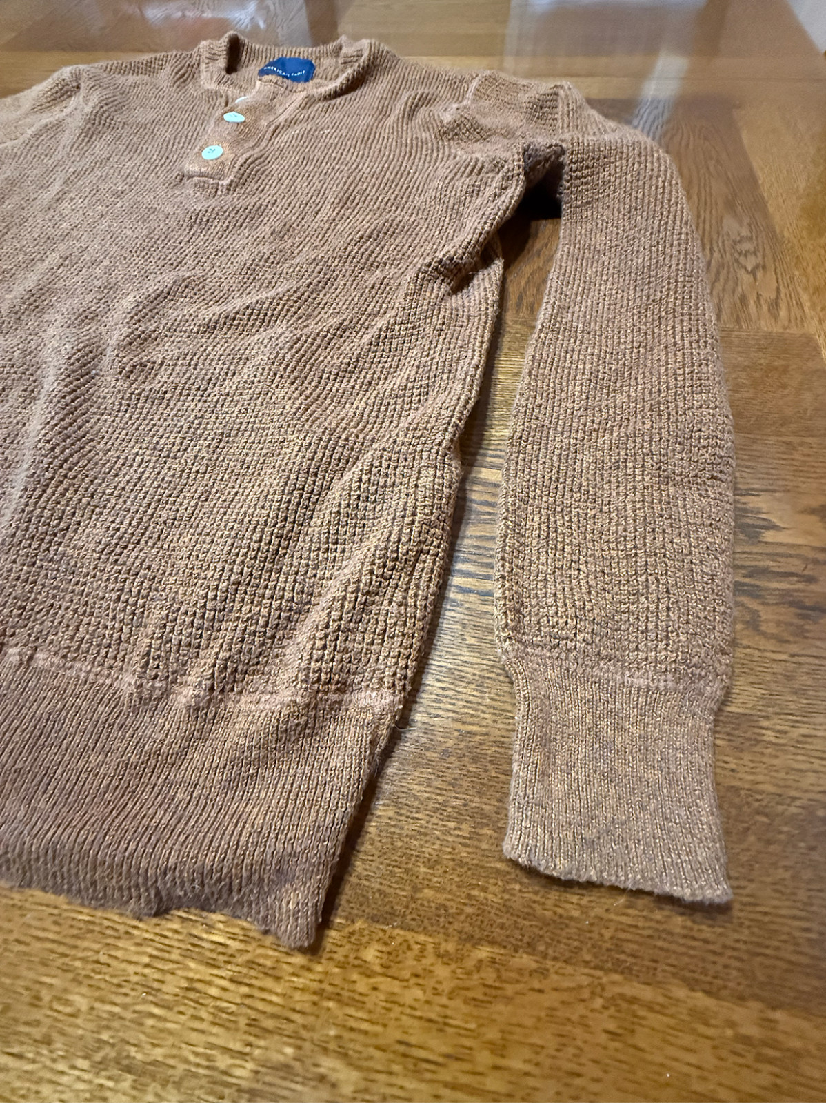 American Eagle Orange Rust Button Henley Sweater … - image 7