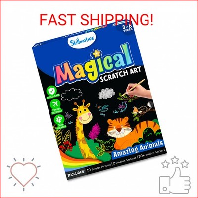 Skillmatics Scratch Art Book for Kids - Animals, Craft Kits & Supplies, 30+ Scra