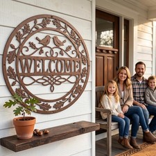 Rustic Welcome Sign Metal Wall Art, Farmhouse Welcome Sign
