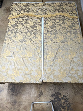 Gray Gold Floral Rod Pocket Light Filtering Curtain Panels Fringe Set 60x84