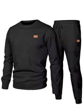 Men's 2 Piece Sweatsuits Outfits Jacquard Lounge Sets Long Sleeve Sweatshirt ...