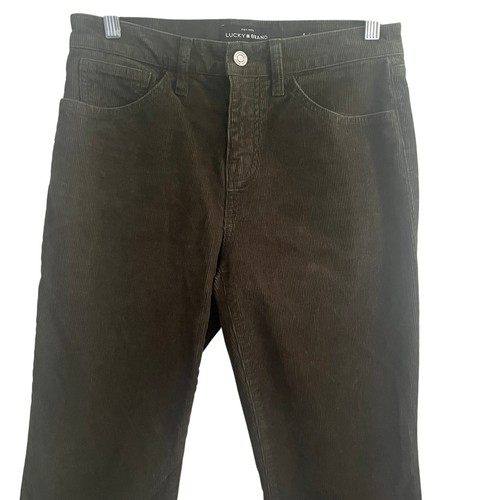 Lucky Brand Corduroy Pants Womens Size 6/28 Green Straight Leg Mid Rise Casual - Picture 7 of 10