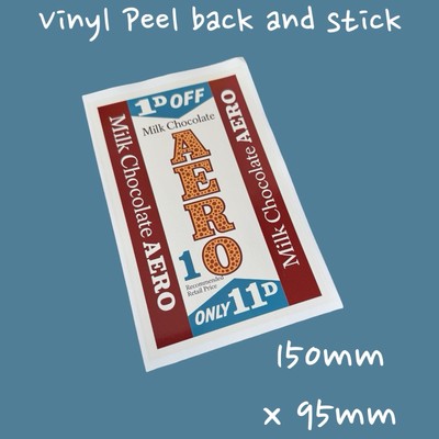 1D AERO Vintage Sweet Wrapper Classic Vinyl Sticker 1950 Dummy Choc Milk Bar 11D