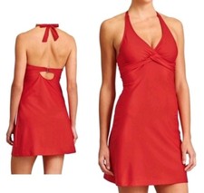 Athleta Tara Halter Swim Dress Red Padded Underwire Women's 34B/C