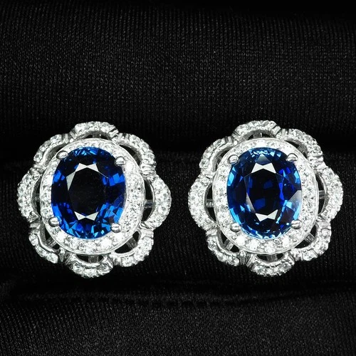 Captivating Vivid Blue Sapphire 8.14Ct 925 Sterling Silver Handmade Earrings