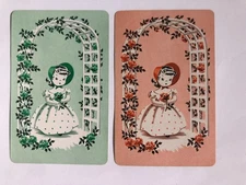 Crinoline Girl Lady Roses Flowers Children Vintage Retro Art Playing SWAP CARDS