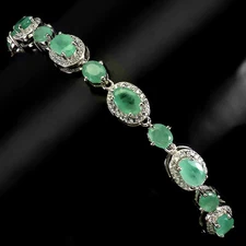 925 Sterling Silver Bracelet Oval Emerald Simulated Cz Gemstone Jewelry 9
