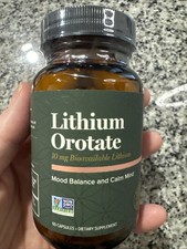 Lithium Orotate 10mg Supplement  Brain  Mood Health  Glass Jar, 60 capsules
