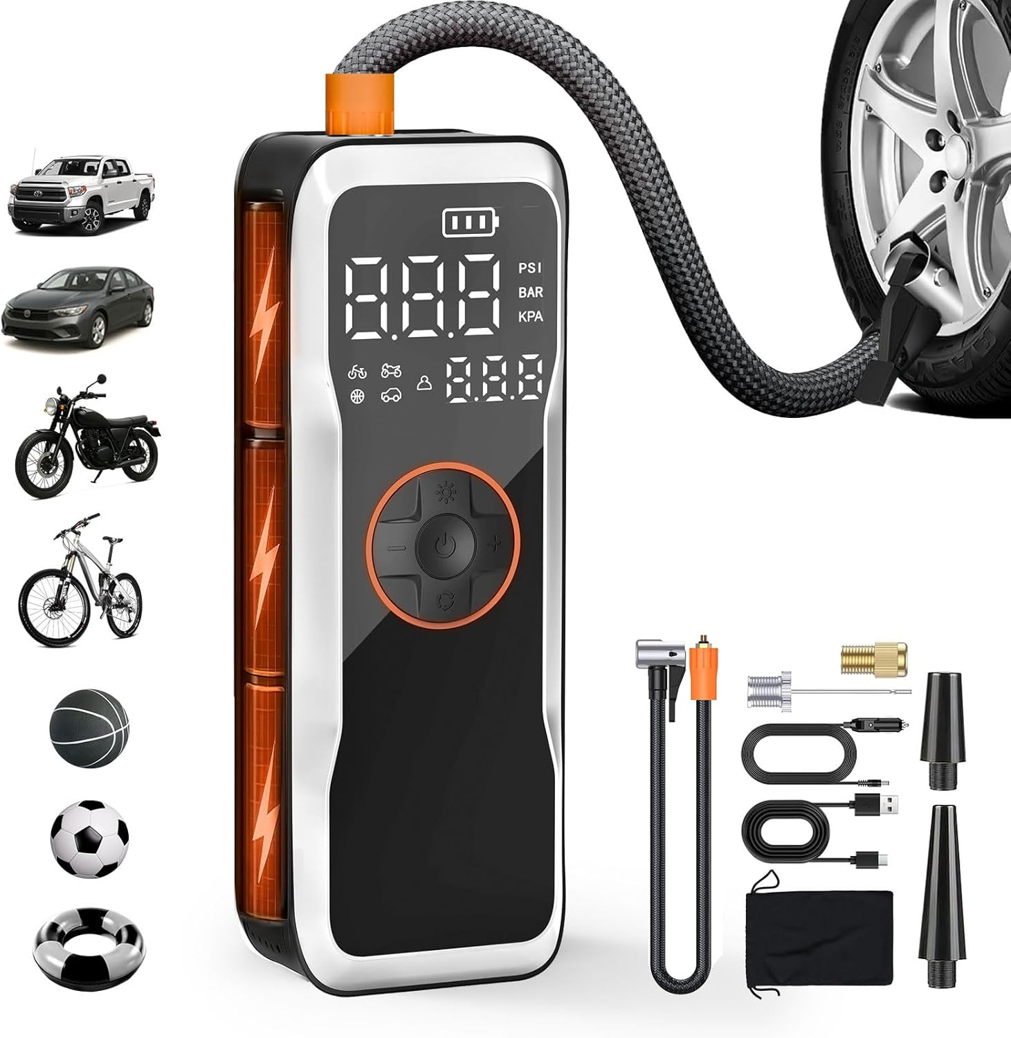 Tire Inflator Portable Air Compressor, 150PSI Cordless Air Pump with Digital Pre