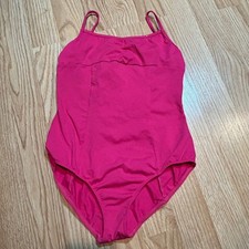 Bloch Girls Hot Pink Rhinestone Pinch Front Keyhole Back Dance Leotard Size 14