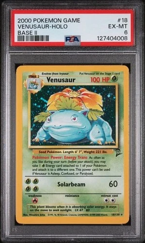 Venusaur Holo 2000 Pokemon Base Set 2 #018/130 PSA 6 Excellent-Mint