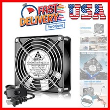 AXIAL Fan 12038, 110V 120V AC 120mm x 38mm Dual Ball Bearing High CFM with Sw...