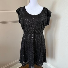 J Crew Sequin Dress Black Elastic Waist Size 6