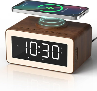 Alarm Clock for Bedroom, Wireless Charging, Bluetooth Speaker Sound Machine