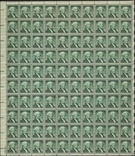 US #1031 MNH pane of 100, 1c Washington