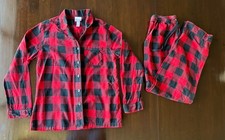 2 Pc Set Women  s Wondershop Red Black Buffalo Plaid Long Sleeve Pants Pajama XS