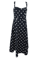 M&S Women's Dress Black & White Polka Dot Sleeveless Lace Up Boned Bodice New
