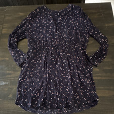 GAP Navy Pink White Polka Dot V-Neck Long Sleeve Short Rayon Dress XXL