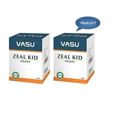 2x Vasu Zeal Kid Drops 30ml each for nasal & chest congestion relief fast acting