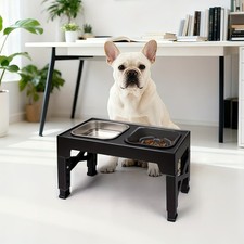 Elevated Pet Dog Bowls Height Adjustable Raised Stand Folding Food Water Feeder