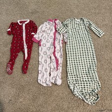Lot of 3 Assorted Brands Baby Bamboo Footed Zip Sleeper NB and 0-3 months
