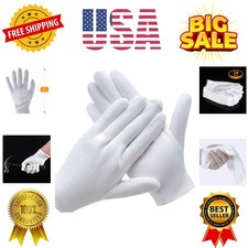 12 Pairs White Cotton Gloves for Serving Inspection Costume - Cloth Gloves fo...