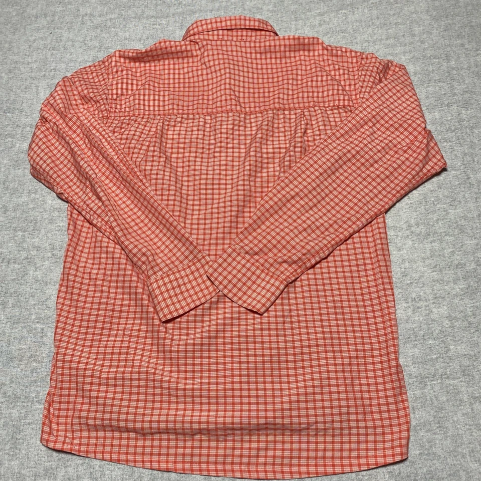 Simms Shirt Mens Large Orange Fishing Check Nylon Blend Button Outdoors Nature - Image 3 of 4