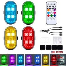 Wireless LED Lights with Remote Control, Upgraded 4LEDs 8 Colors, Interior 4PCS