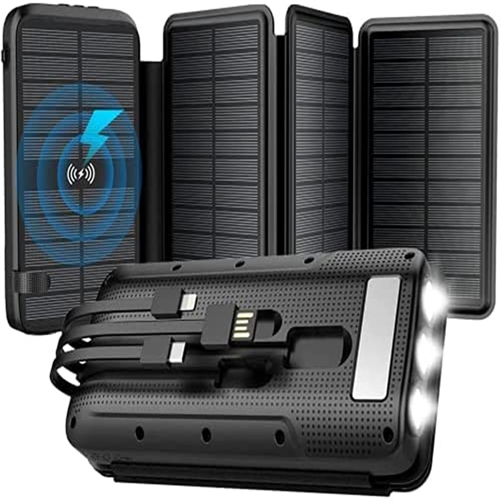 High-Capacity 43800mAh Solar Power Bank with QC3.0 & Qi Fast Charging