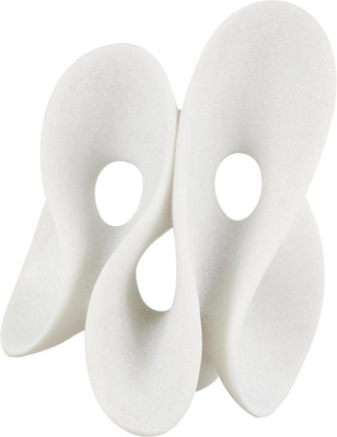 Wavy Polystone Abstract Sculpture - 9'' Home Decor Accent Figurine in White