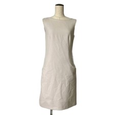 Prada Sleeveless Wool Knee-Length Dress Beige Size 40 Ladies