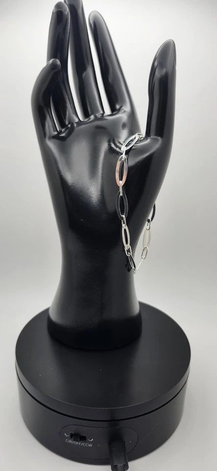 Pulsera de plata de ley/925 óvelos de 7,5 pulgadas de largo Foto 2 de 3