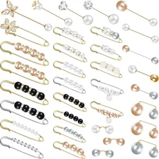 35 Pieces Pearl Brooch Pins Women Decorative Safety Pins Pant Clothing Shawl Cli