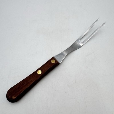 Kitchen Meat Carving Fork Stainless Riveted Wood Handle 10.5  Made in USA