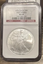 2006 American Silver Eagle Coin - NGC MS69  1 oz Silver Coin First Strike  Rare