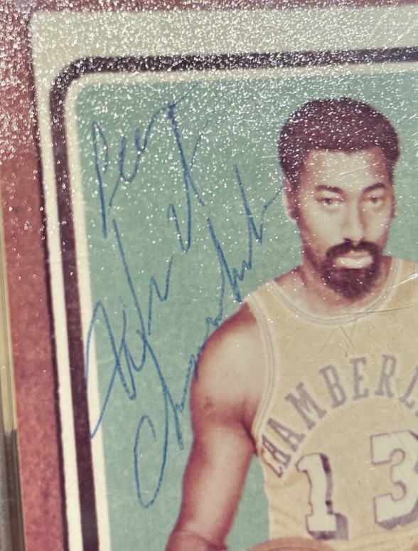 Wilt Chamberlain + Jerry West Lakers c. 1980s Signed Cards PSA DNA Certified view 4