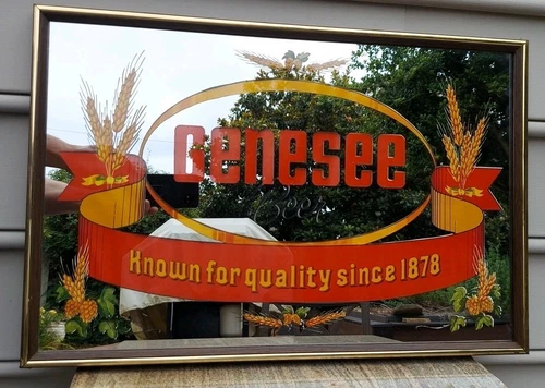 Genesee Beer Mirror Sign "Know For Quality Since 1878" Vintage  Man Cave  Bar