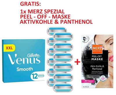 12 Gillette Venus Smooth Rasierklingen 8 + 4 Ersatzklingen NEU