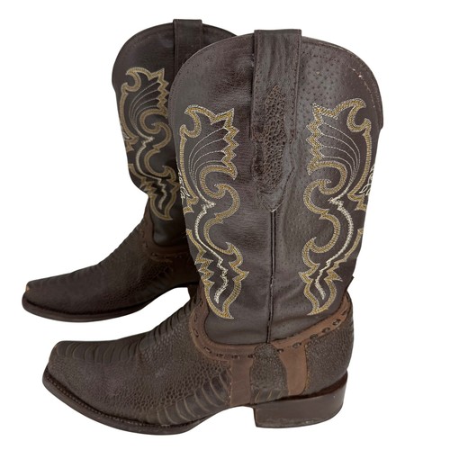 JAR Boots Brown Textured Leather Cowboy Boots Mens 9D Square Toe Mexico