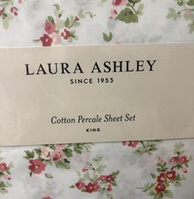 Laura Ashley Cotton Percale King Sheet Set, New