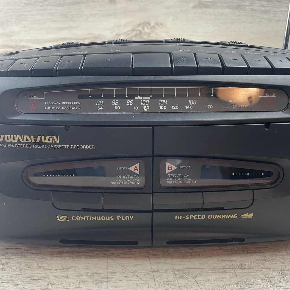 Reproductor de casete radio AM FM Soundesign Boombox negro vintage Foto 3 de 4