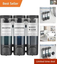 BPA-Free 3 Chamber Shampoo and Soap Dispenser - Modern Wall-Mounted Solution