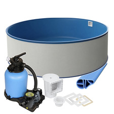 Rund Pool 450 x 120 cm | STARTER SET | Poolfolie blau  0,8 mm | Sandfilteranlage