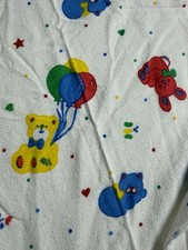 Vintage Riegel Teddy Bear Cat Baby Receiving Blanket Cotton Flannel USA Cotton
