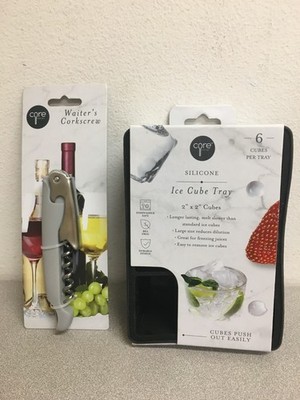 Core Kitchen Gray ABS  Waiter Corkscrew & Onyx Silicone Ice Cube Tray