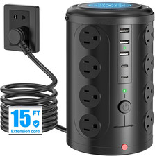 Power Strip Tower Surge Protector with 16 Outlets and 5 USB Ports 2 USB-C , 15F