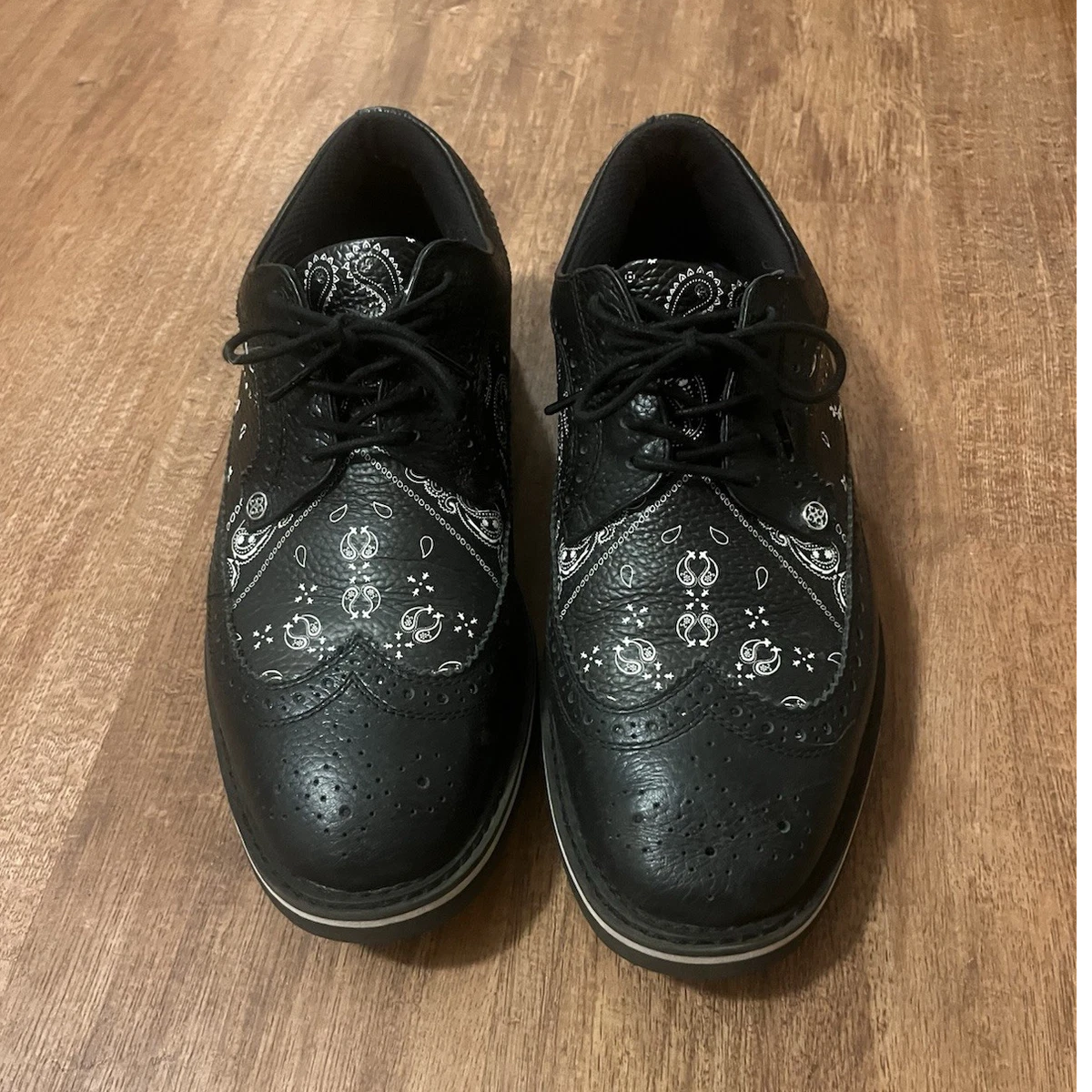 Robert Graham Magaw Mens Black Leather Paisley Wingtip Oxford Shoes Size 10 D Paisley Wingtip Dress Shoes for Men for sale | eBay main image 2