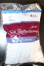 Hanes Silk Reflections Silky Sheer Non-Control Top Sheer Toe 4 PACK AB BROWN