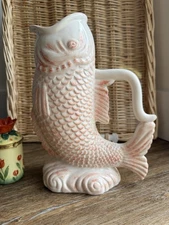 Pink Pitcher/Vase Fish Porselain By Boston Warehouse Trading Corp 2006